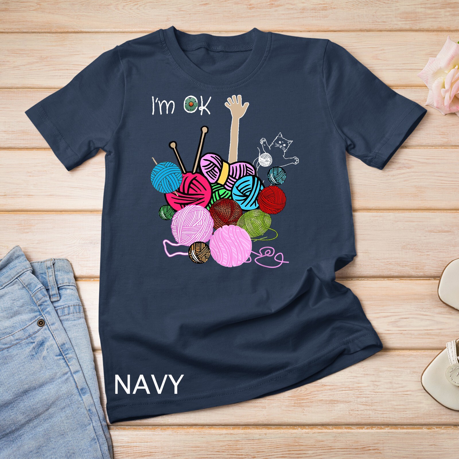 I’m Ok Crochet And Knitting Funny Crocheting T-Shirt Unisex T-shirt