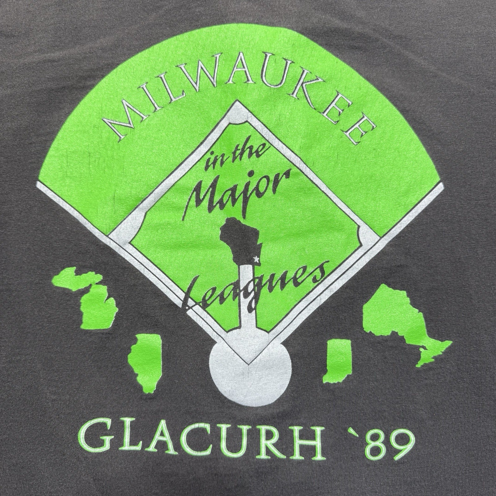 Vintage 1989 Milwaukee In The Major Leagues GLACURH Baseball Shirt Size Large