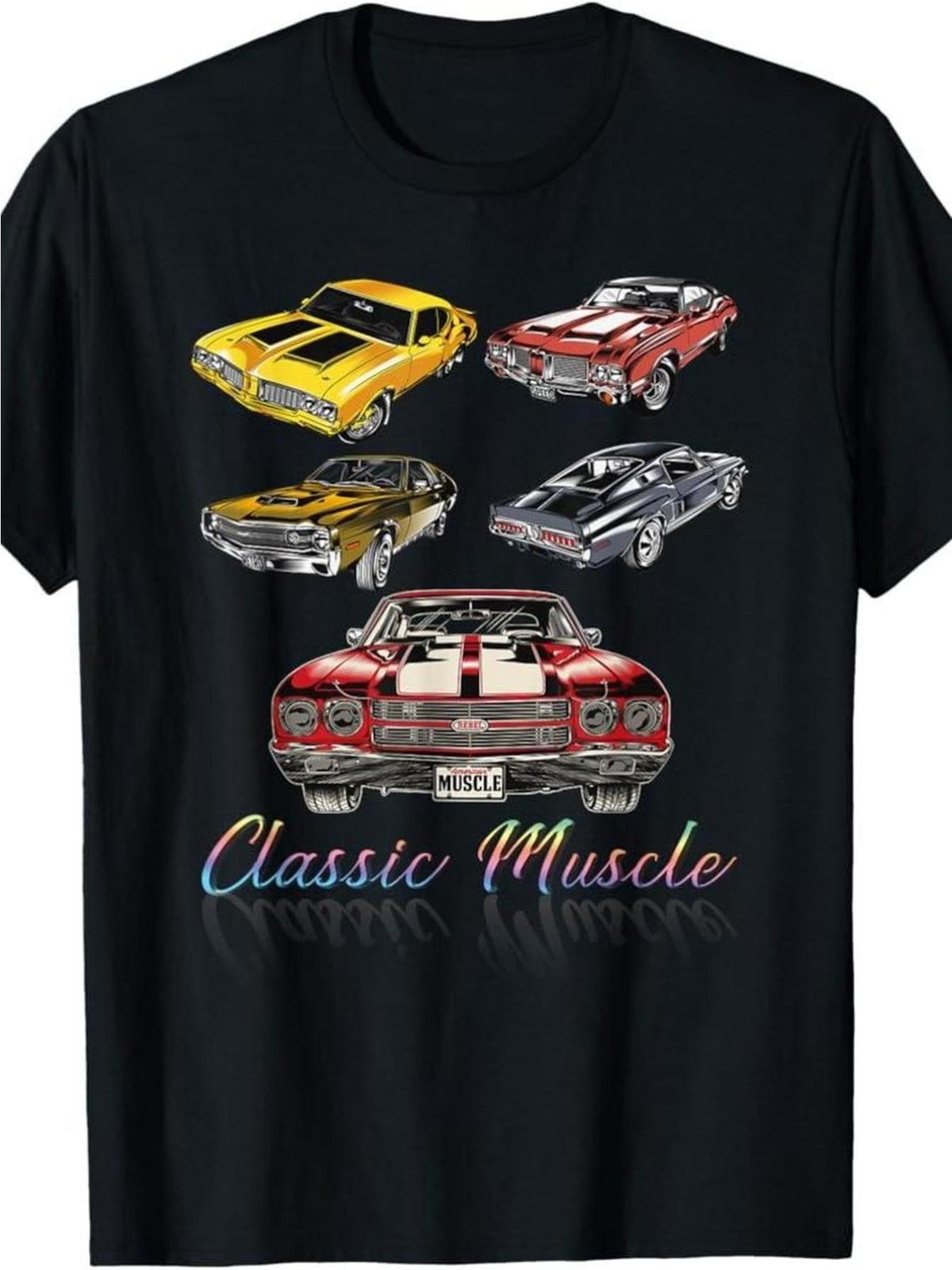 Classic Muscle Cars T-Shirt Vintage American Muscle Car Graphic Tee
