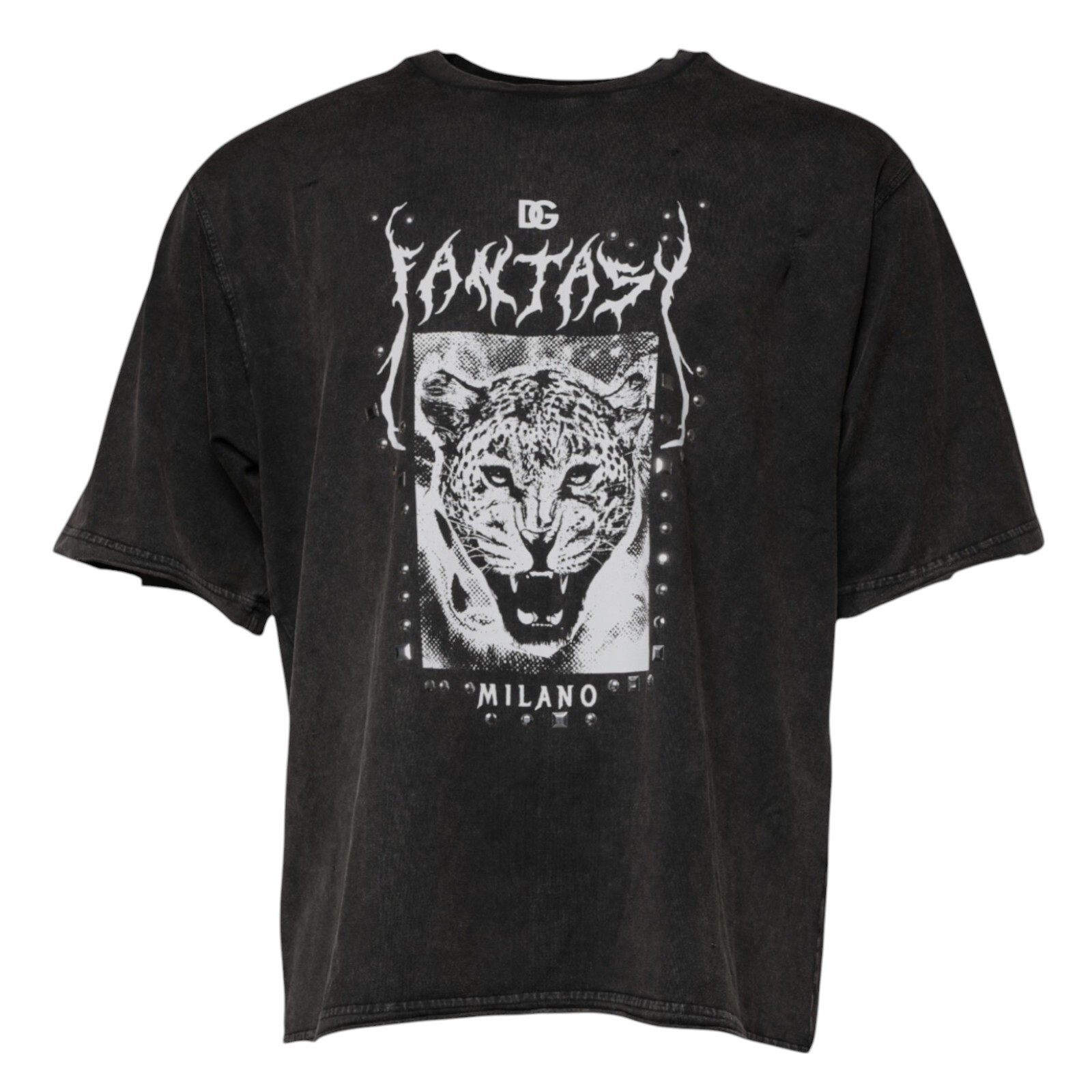 DOLCE & GABBANA T-shirt Gray Leopard Print Cotton Crew Neck IT50/US40/L 1350usd