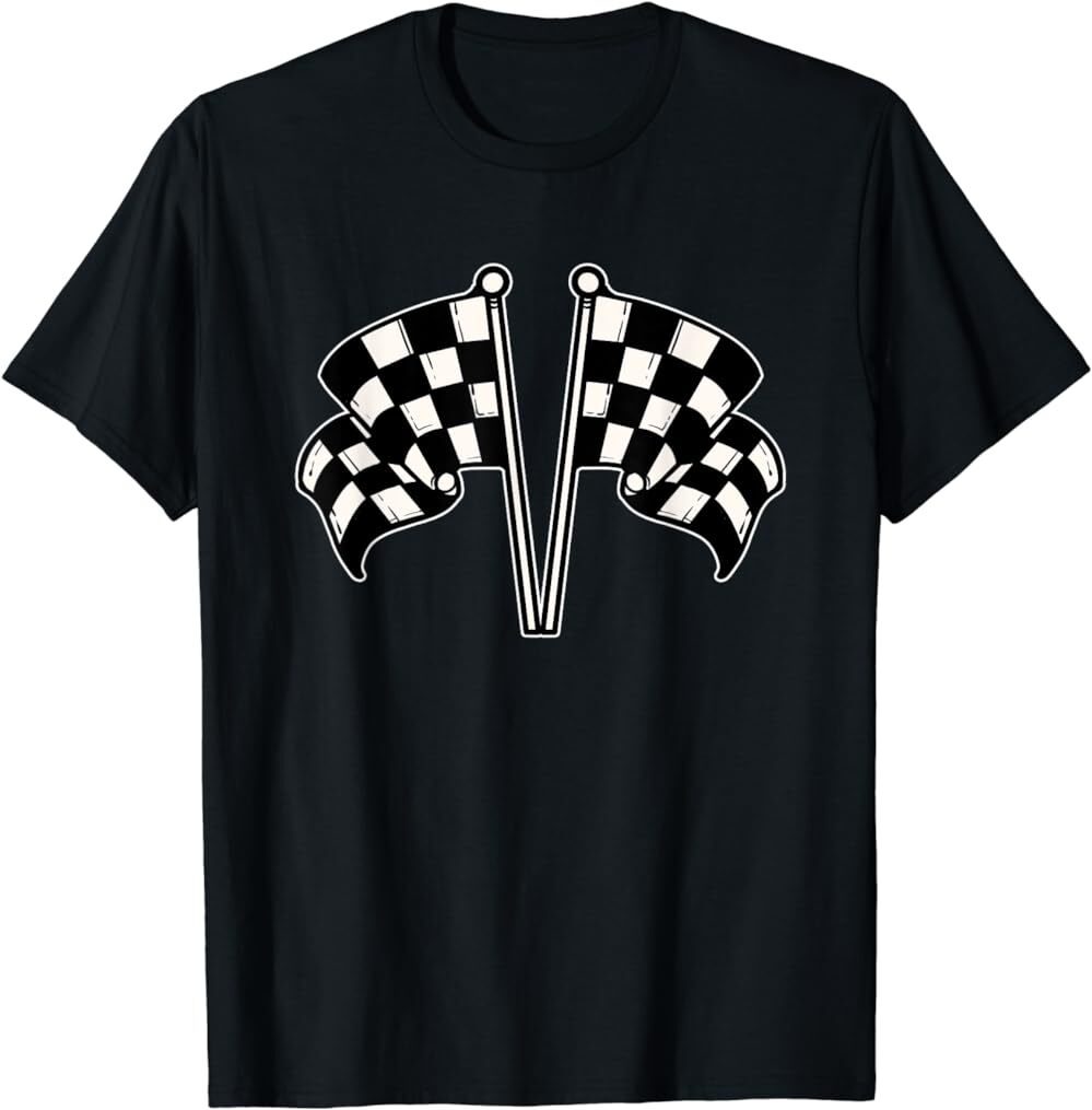 Car Racing Checkered Flag T-Shirt, Sport Racer Tee S-5XL Unisex