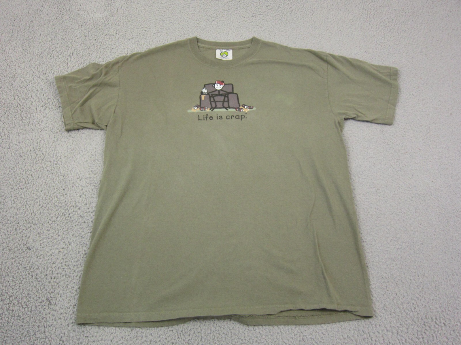 Vintage Life is Crap Shirt Mens Extra Large XL Green Drinking Beer Sick Tee