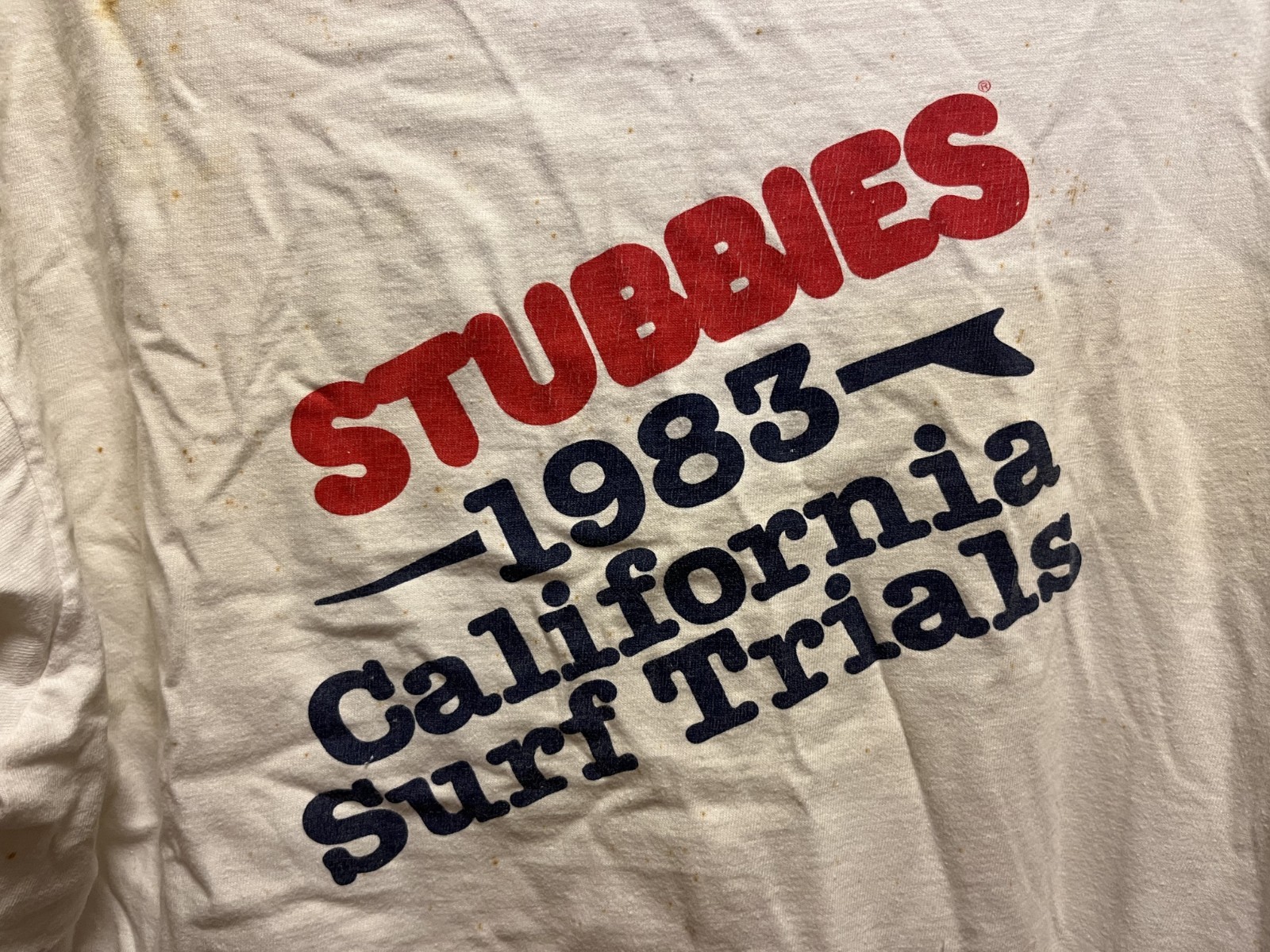 STUBBIES 1983 CALIFORNIA SURF TRIALS-Competitor T shirt-SIZE SMALL /$93 Value
