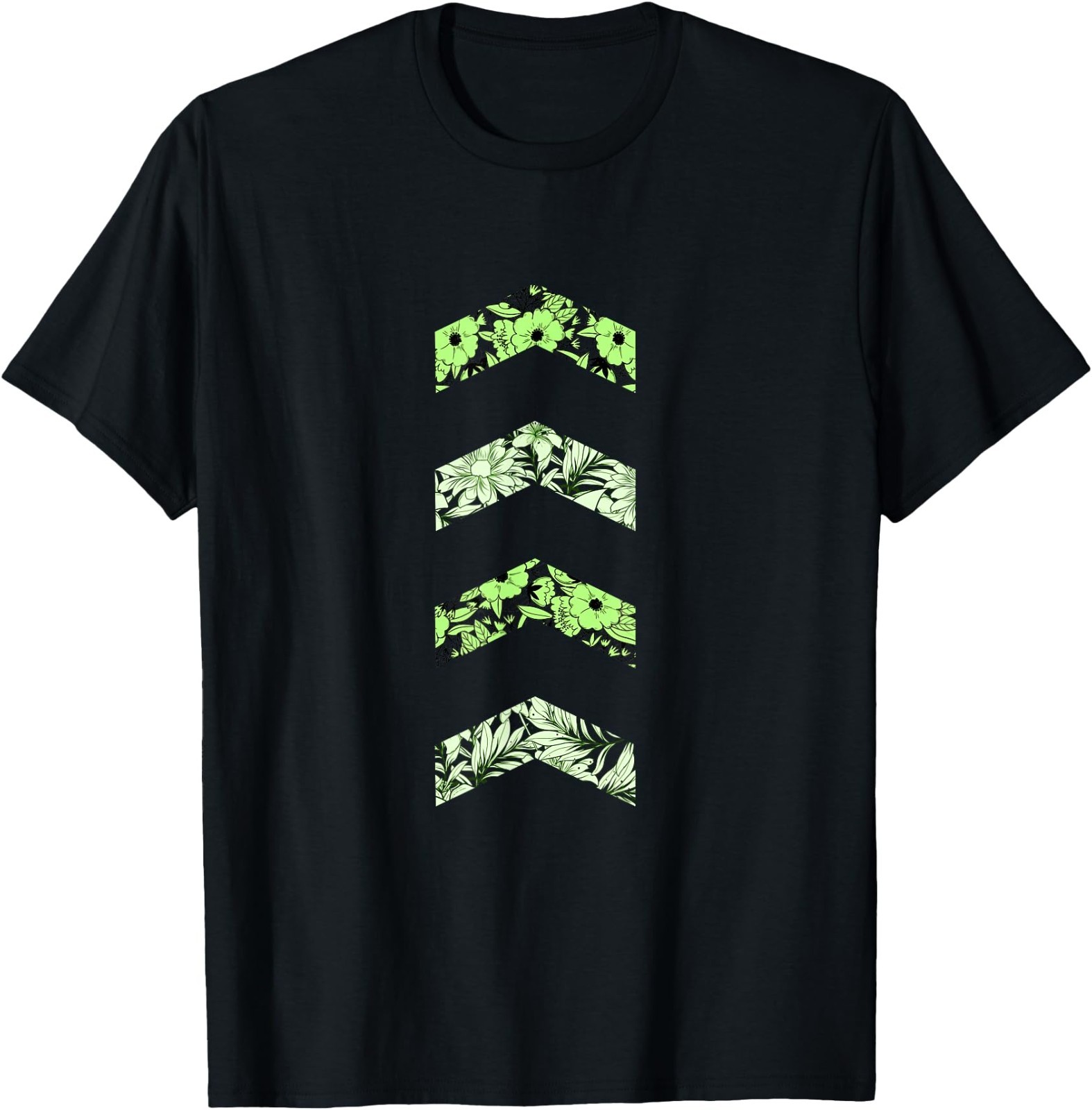 Green Flower Chevrons Green Graphic T-Shirt