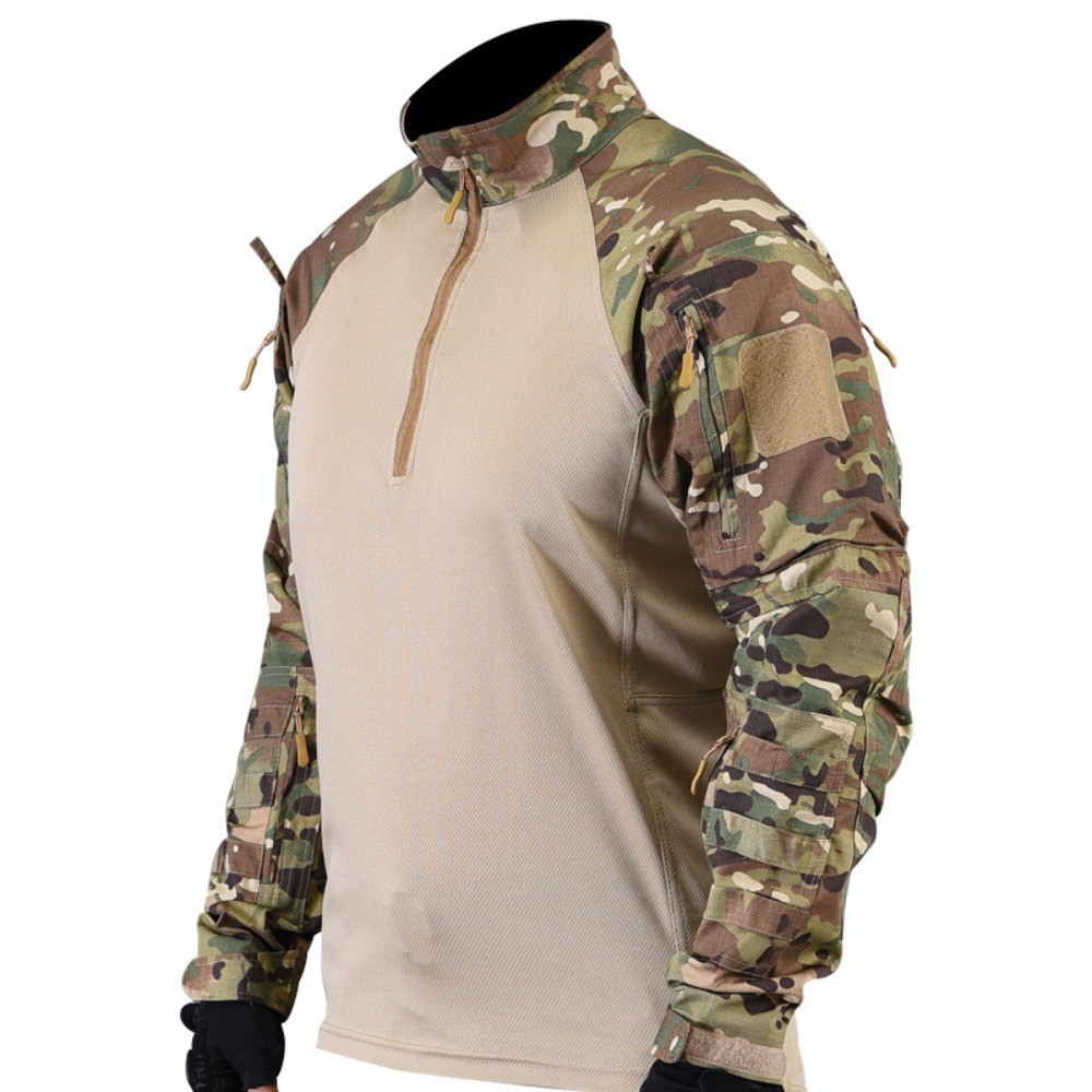 Men Tactical Combat T-Shirt Camouflage Military Shirt Long Sleeves Army Outdoor