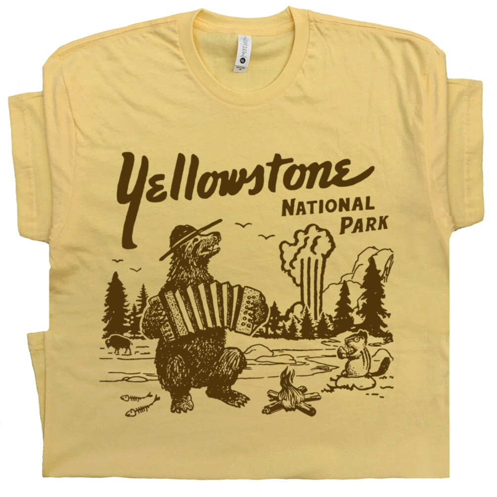 Yellowstone T Shirt Funny T Shirt National Park Camping Hiking Retro Mens Womens
