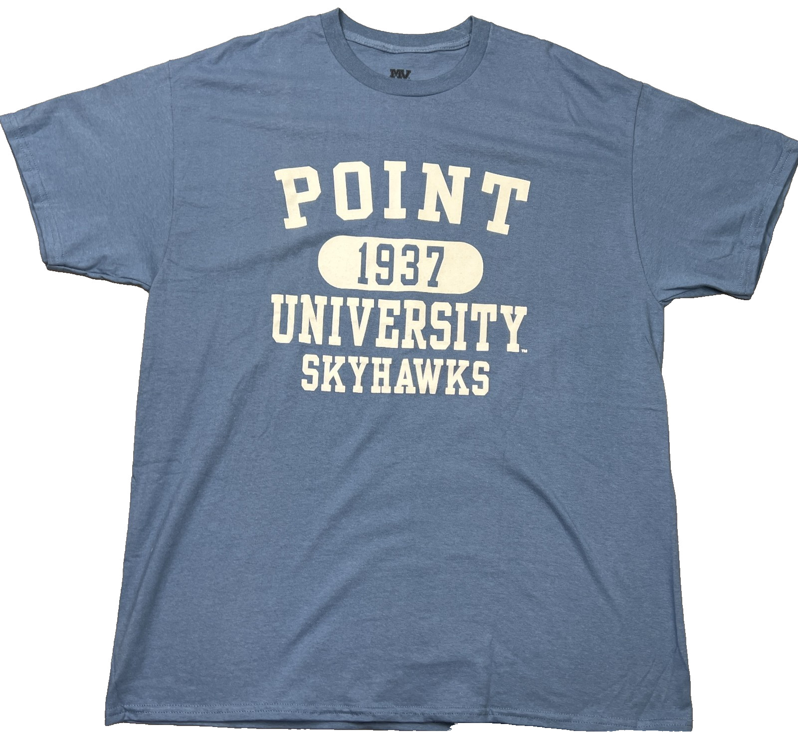 MV Sport Point University Skyhawks 1937 T Shirt Adult XL Blue Spell Out Tee