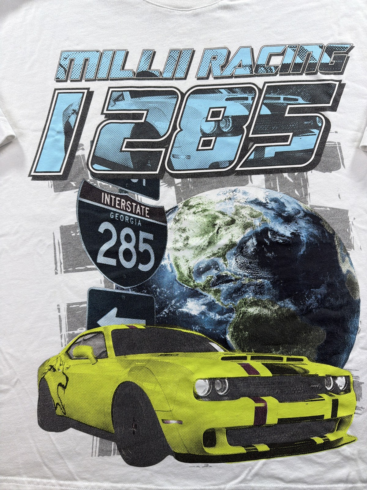 Milli Merch Milli Racing Atlanta I-285 Graphic T-Shirt White Size S