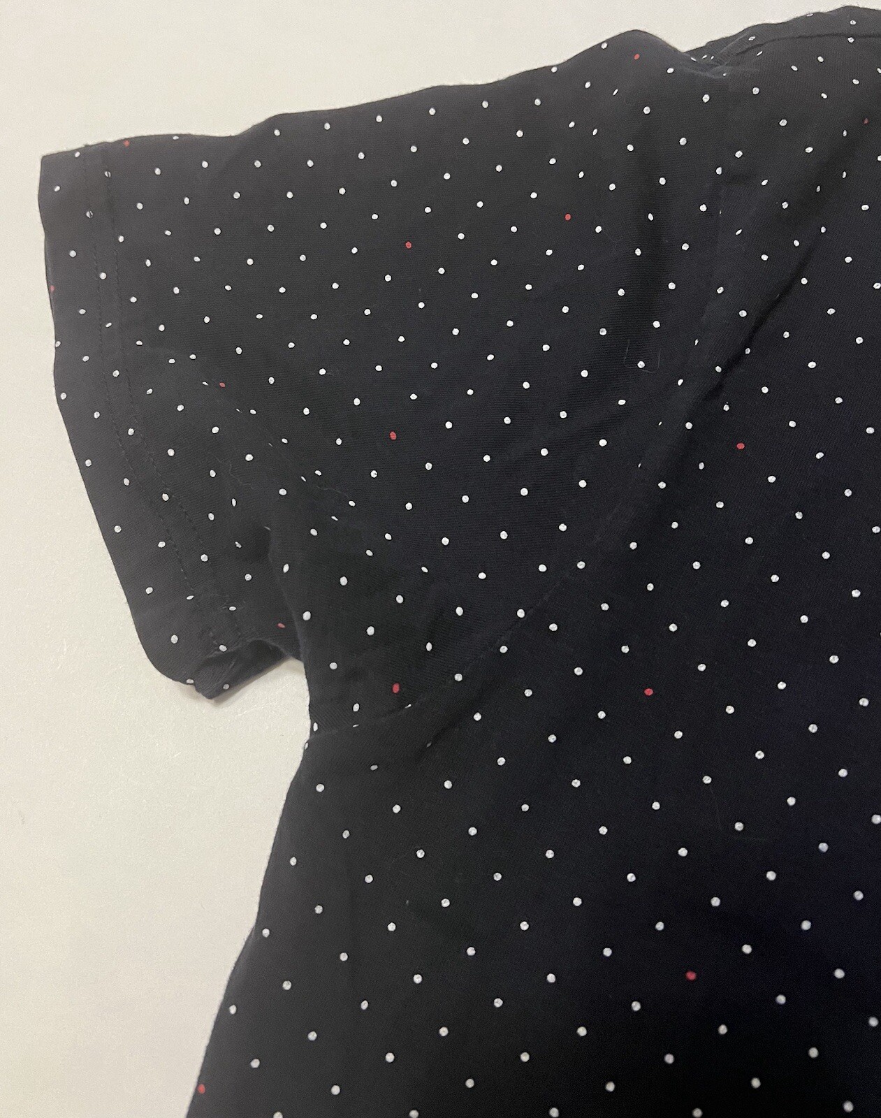 denim flower ricky singh t shirt Navy Blue, Red, & White Polka Dot Short Sleeve
