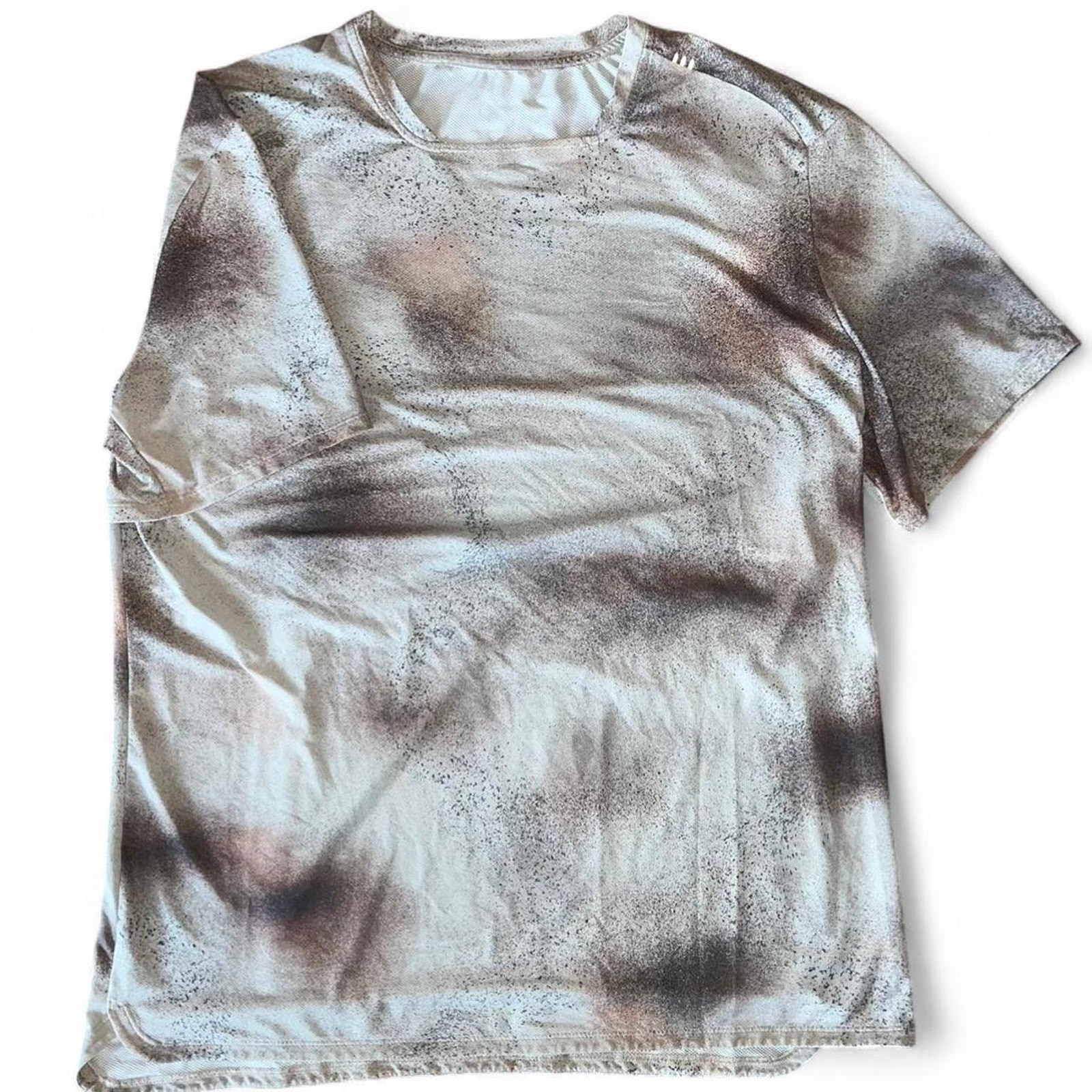 Lululemon Tan Camo Paint Splatter Square Neck Running Shirt size L-XL RARE