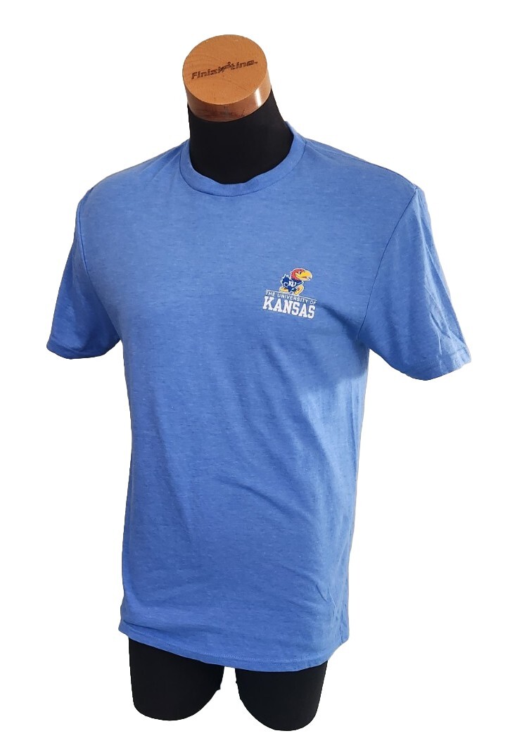 KU Jayhawks Blue T Shirt Short Sleeve SZ S Rock Chalk Jayhawk Game Day NCAA