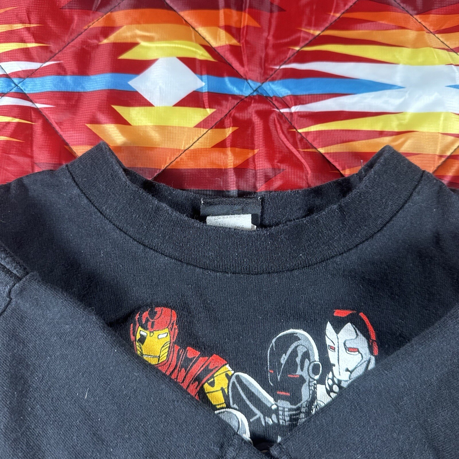 Mad Engine Multi Iron Man Shirt Mens Small Black Marvel Comics Tony Stark Y2K