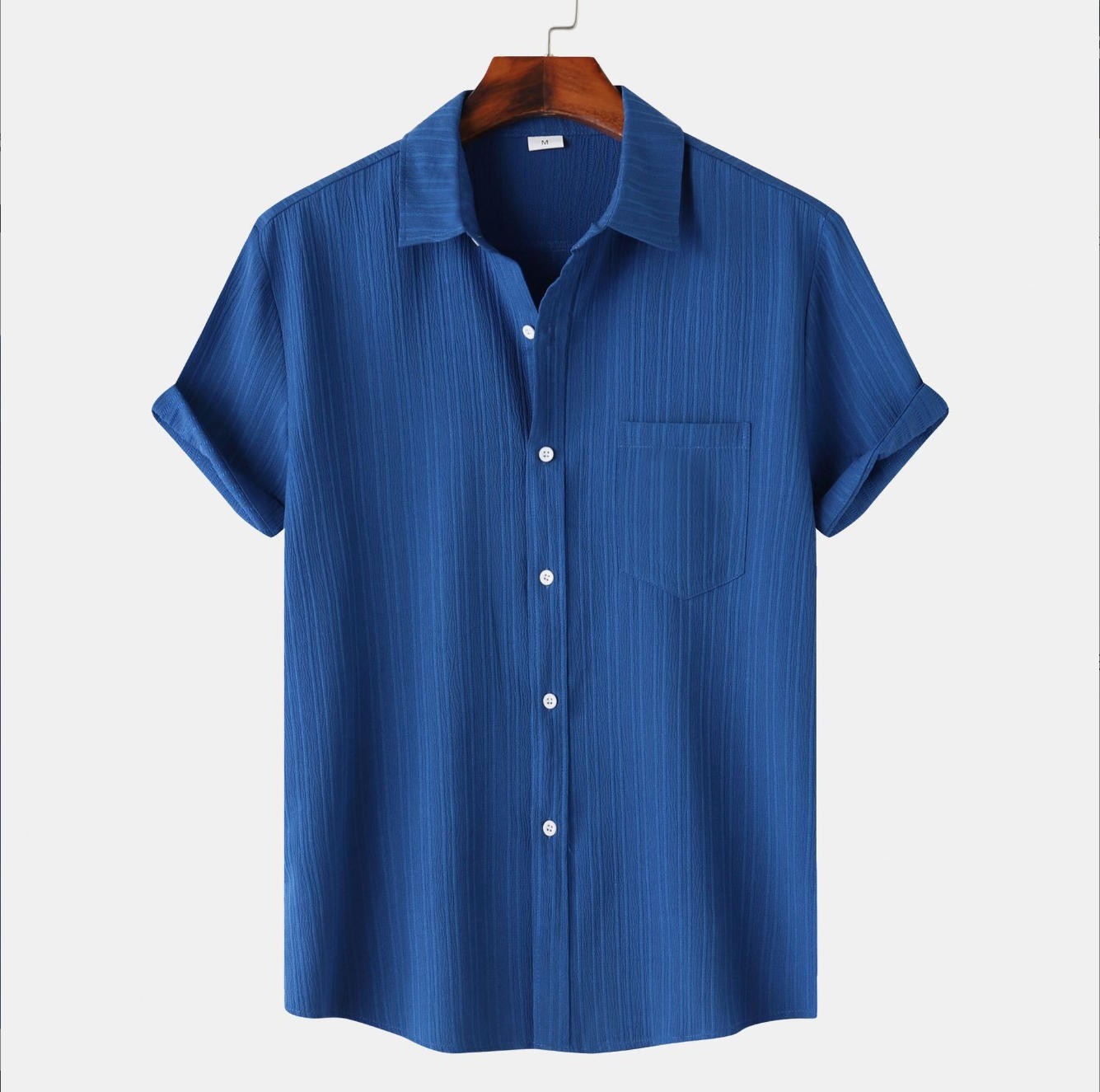 Men’s Solid Striped Shirt Bamboo Silk Casual Summer Beach Fashion Top Tee Gift