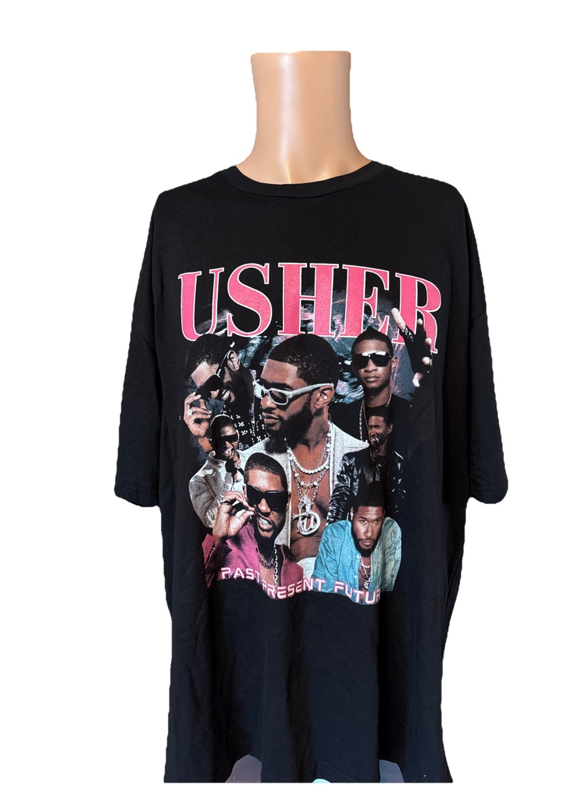 Usher Past Present Future Tour Black Shirt Size 2XL Mens Black & Pink