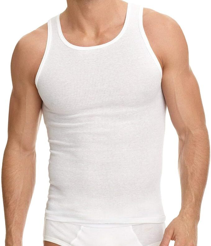 2 , 6 Packs Men’s Basic A-Shirts 100% Cotton Size Up to 4XL