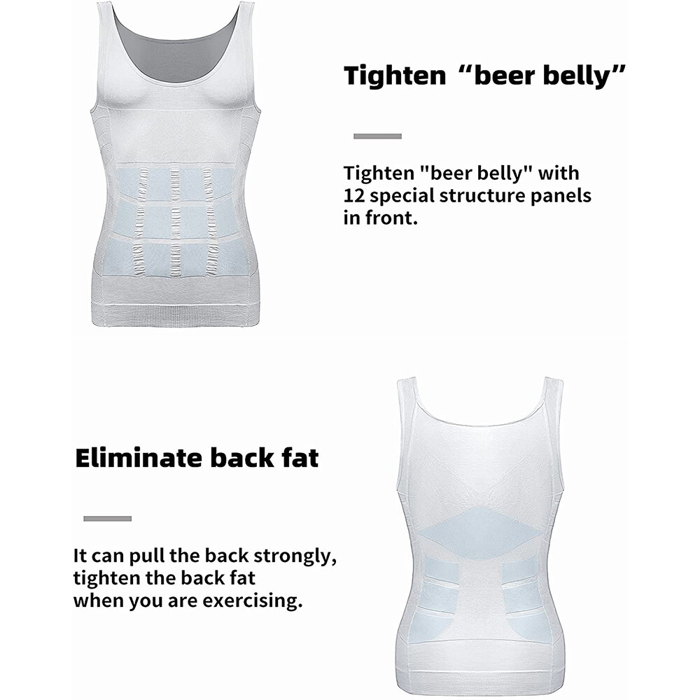 Men Slimming Body Shaper Abs Abdomen Compression Vest Workout Tank Tops Shirts