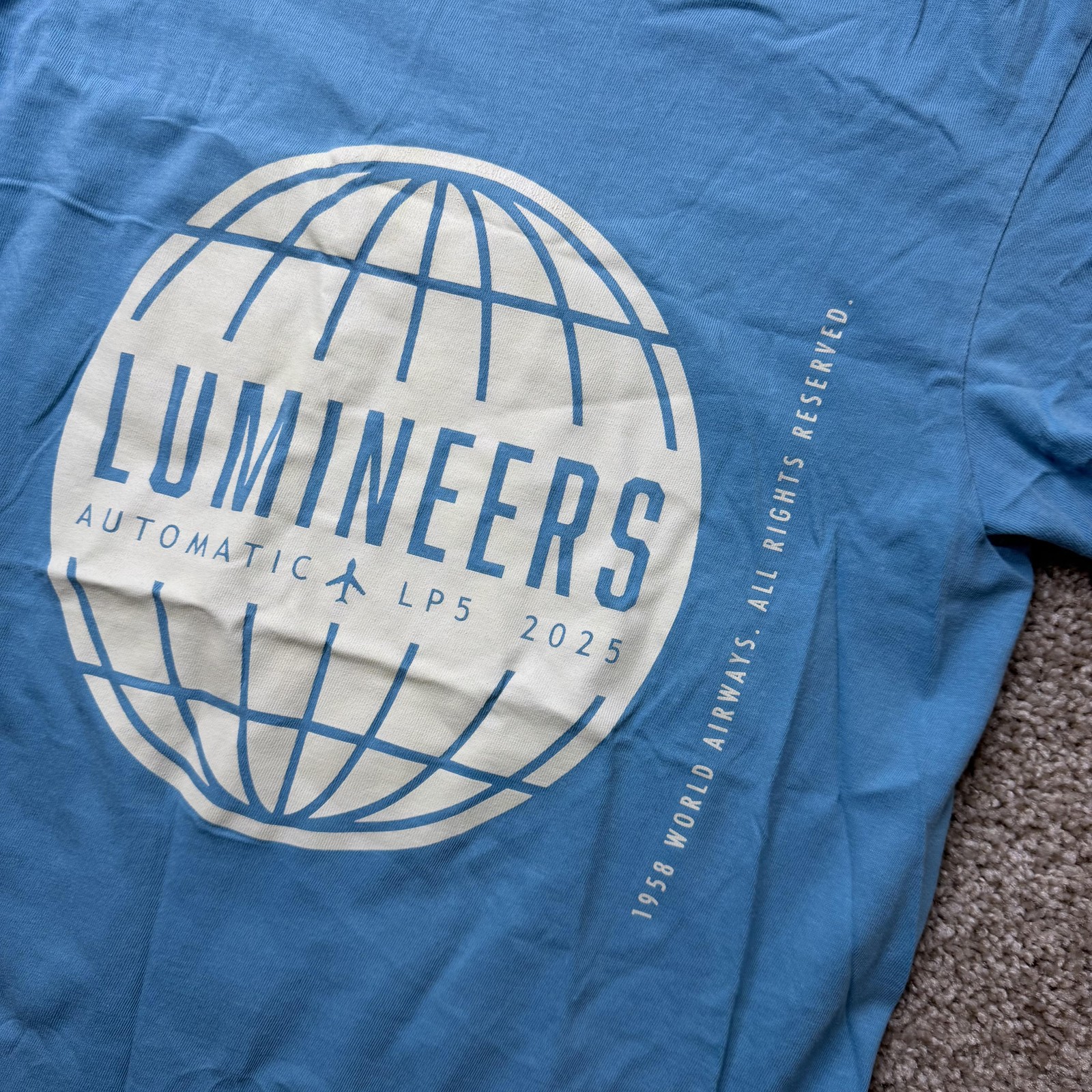 Lumineers Automatic LP5 Shirt Mens Small Blue Comfort Colors World Tour 2025
