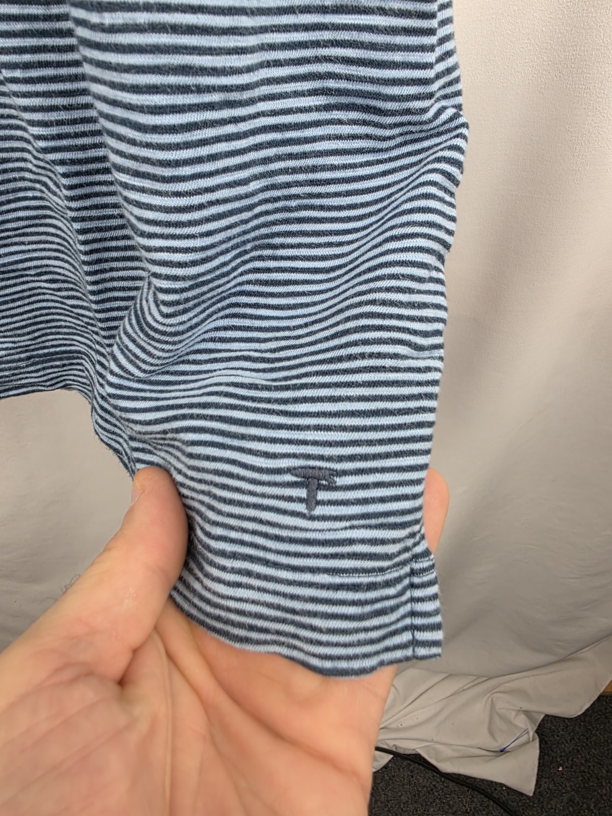 Left Coast Tee Shirt M Striped Blue Peru Cotton Casual Outdoors Comfort
