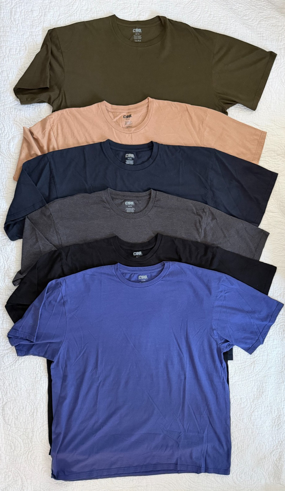 Lot 6 CSG Men’s Blue Basic Short Sleeve Crew T-shirt Size 3XL