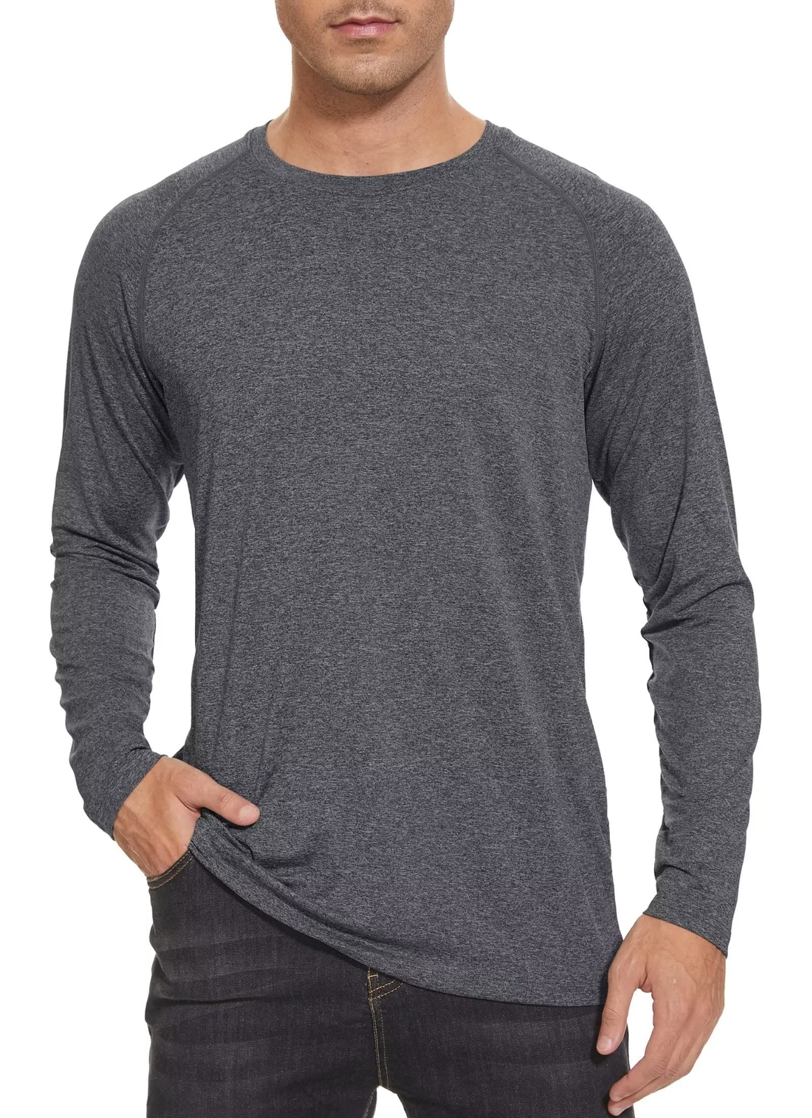 UPF50+ Mens Sun Protection Shirts Long Sleeve Quick Dry Sports Workout Fishing T