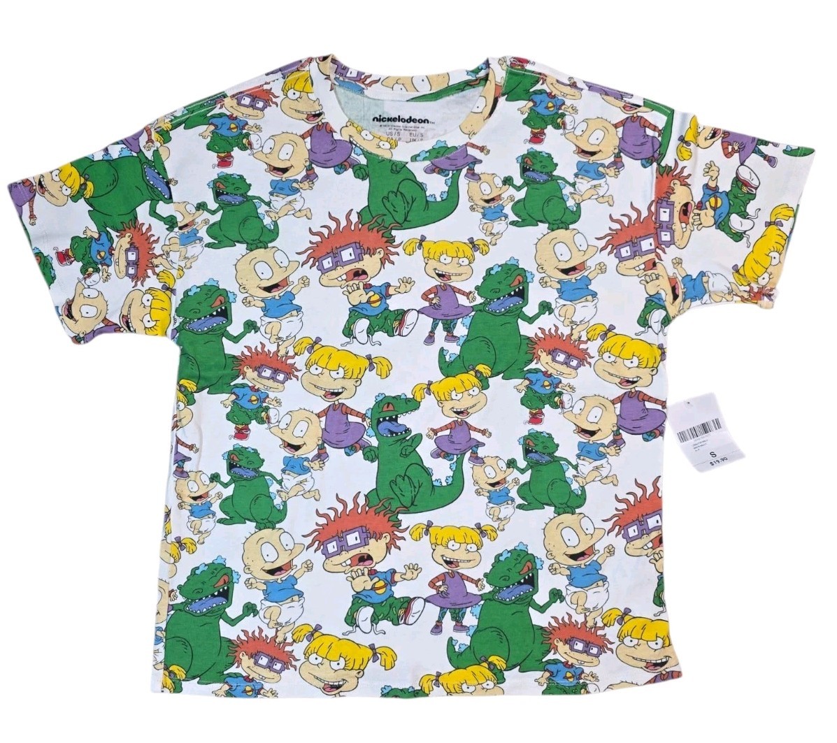 Nickelodeon Rugrats Shirt Mens Small White Multicolor All Over Print Graphic