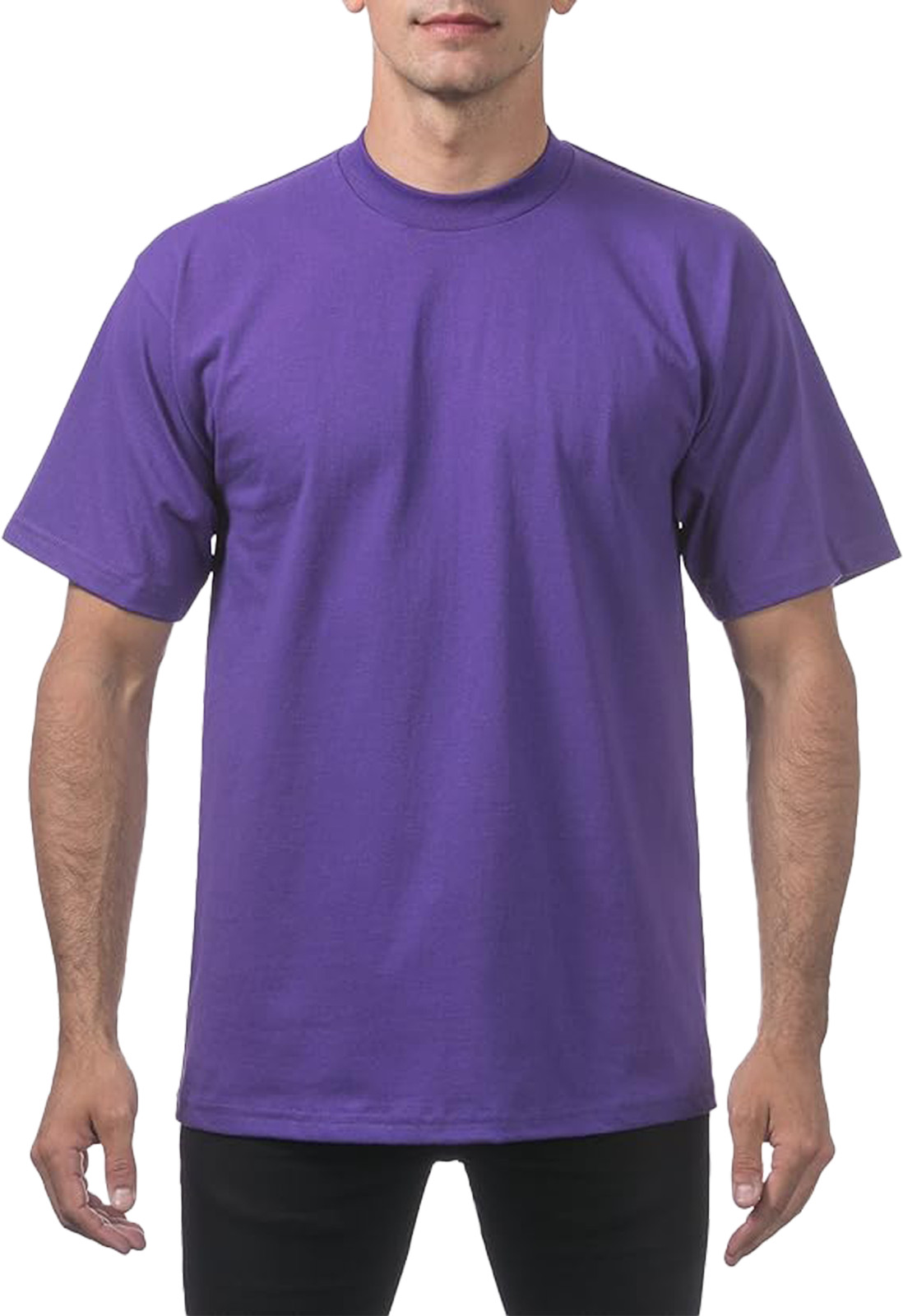 Pro Club Men’s Heavyweight T-Shirt Crew Neck Plain Blank Short Sleeve Tee All Si
