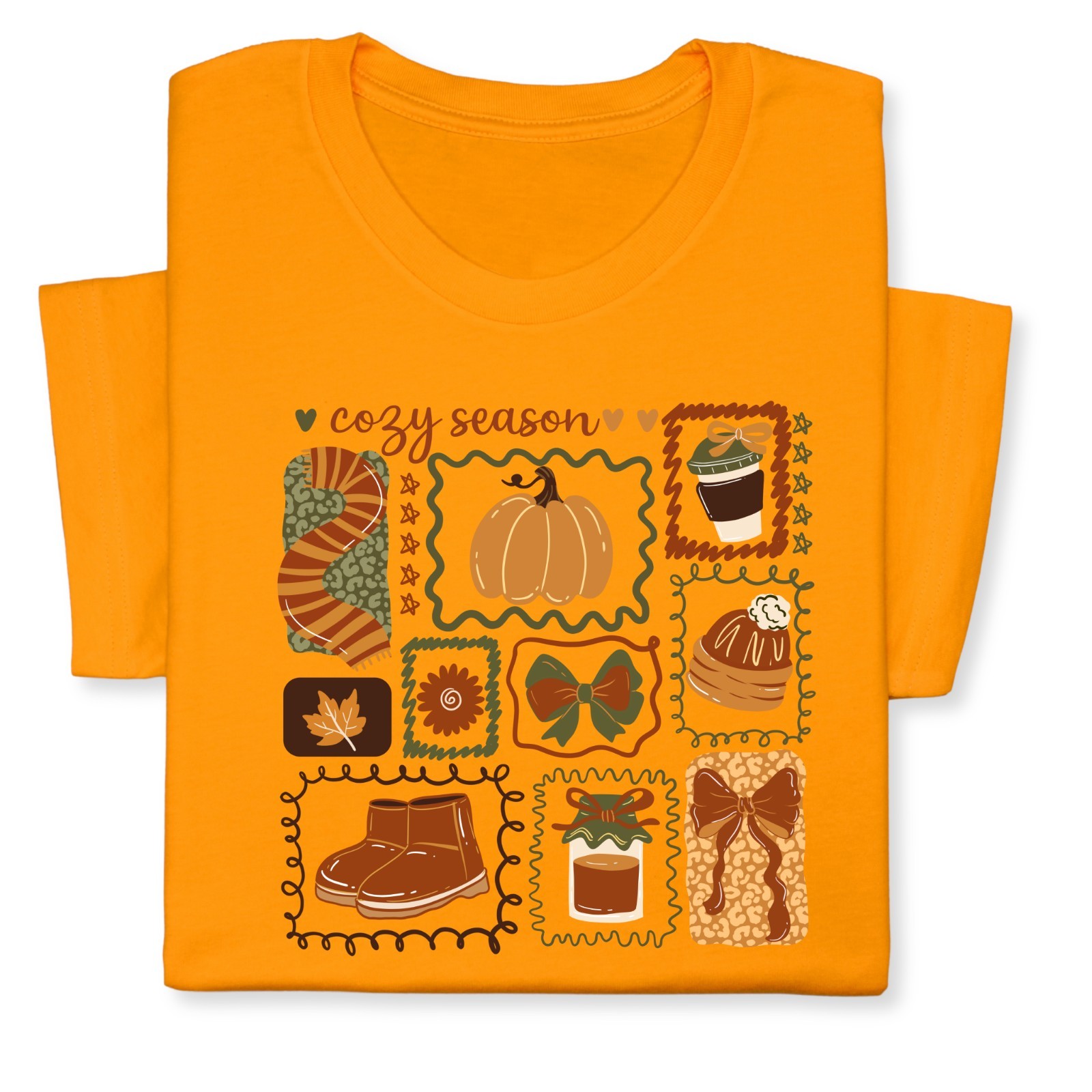 Cozy Season Fall T-Shirt, Autumn Coffee Pumpkin Graphic Tee Gift
