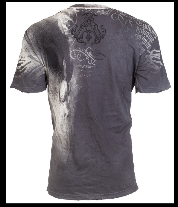 ARCHAIC by AFFLICTION Charcoal NIGHTWATCHER Short Sleeve Slim Fit Y2K T-shirt