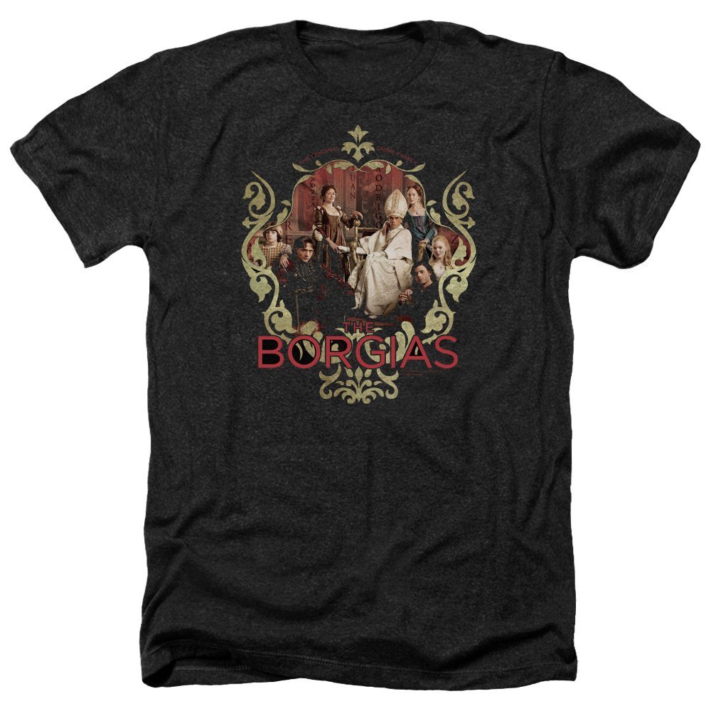 Trevco Men’s Borgias Pope Alexander Vi Adult T-Shirt, Heather Black, Medium