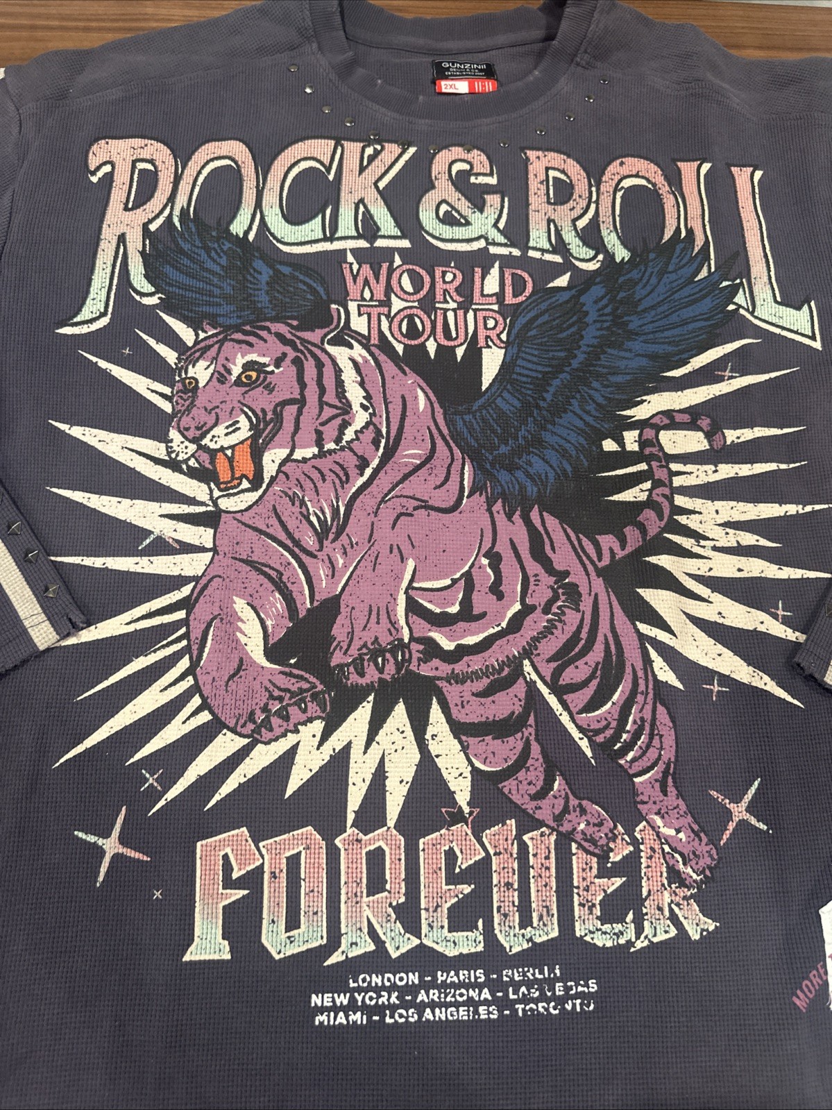Men’s 2XL Gunzinii Thermal Longsleeve Hardware Shirt Rock N Roll World Tour NWT
