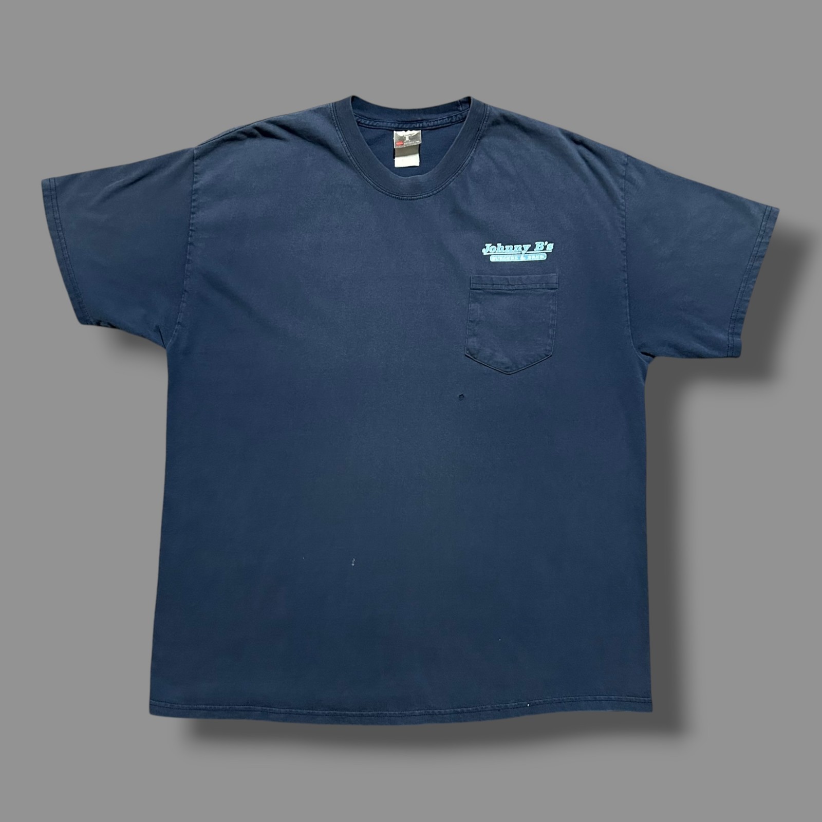 Vtg Sun Faded Shirt Pocket Tee y2k Graphic Tshirt Navy Blue Distressed Large