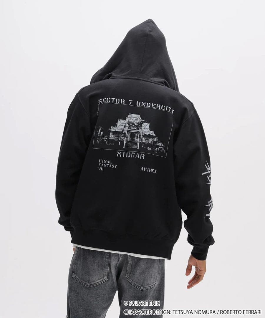 AVIREX FINAL FANTASY VII REMAKE ZIP UP HOODIE BLACK EDITION XL