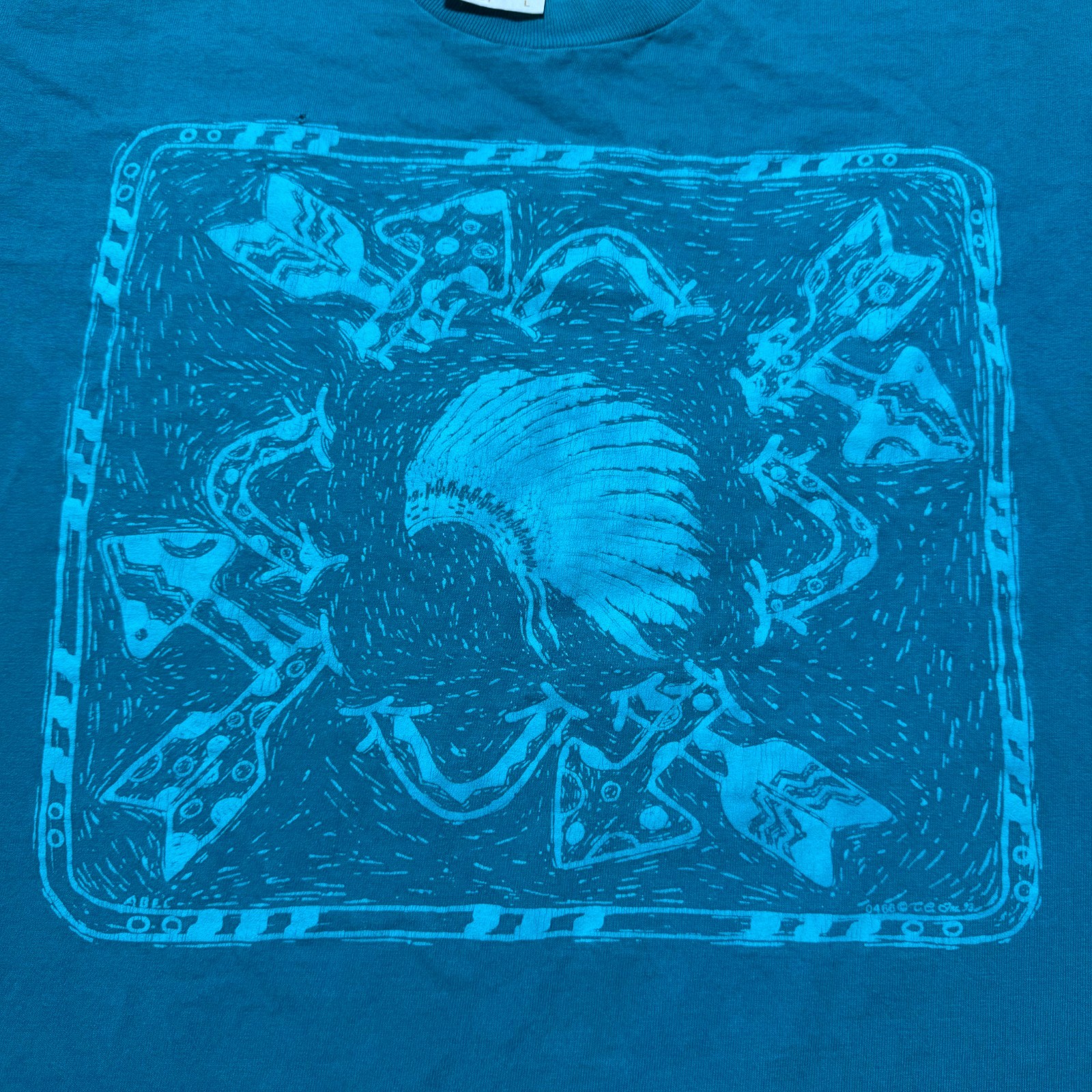 Vintage 90s 1993 Native American Headdress Arrow Tribal Art T-Shirt – Large