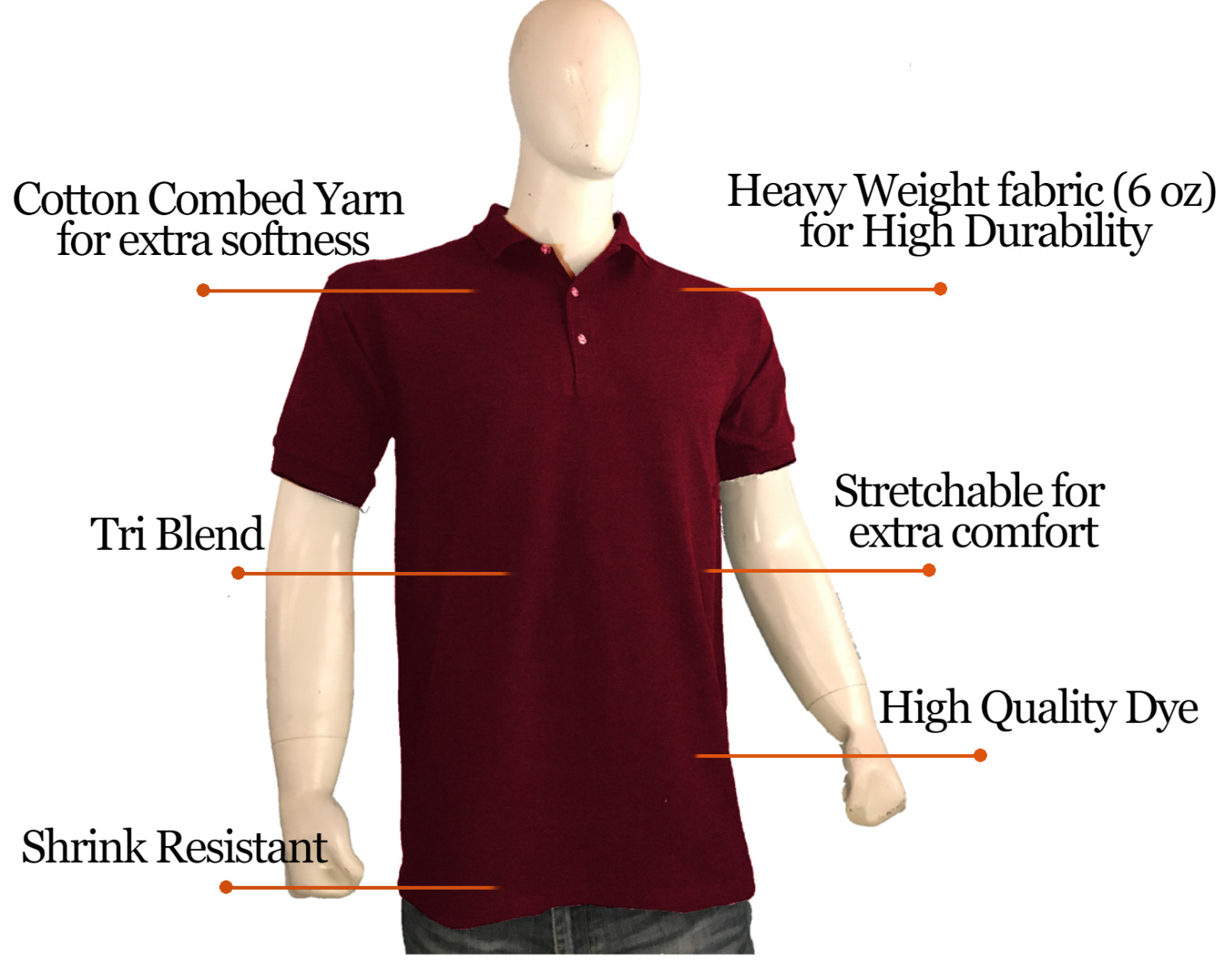 Styllion Big and Tall – Men’s Jersey Polo Shirts – Heavy Weight – Collar – PJSS