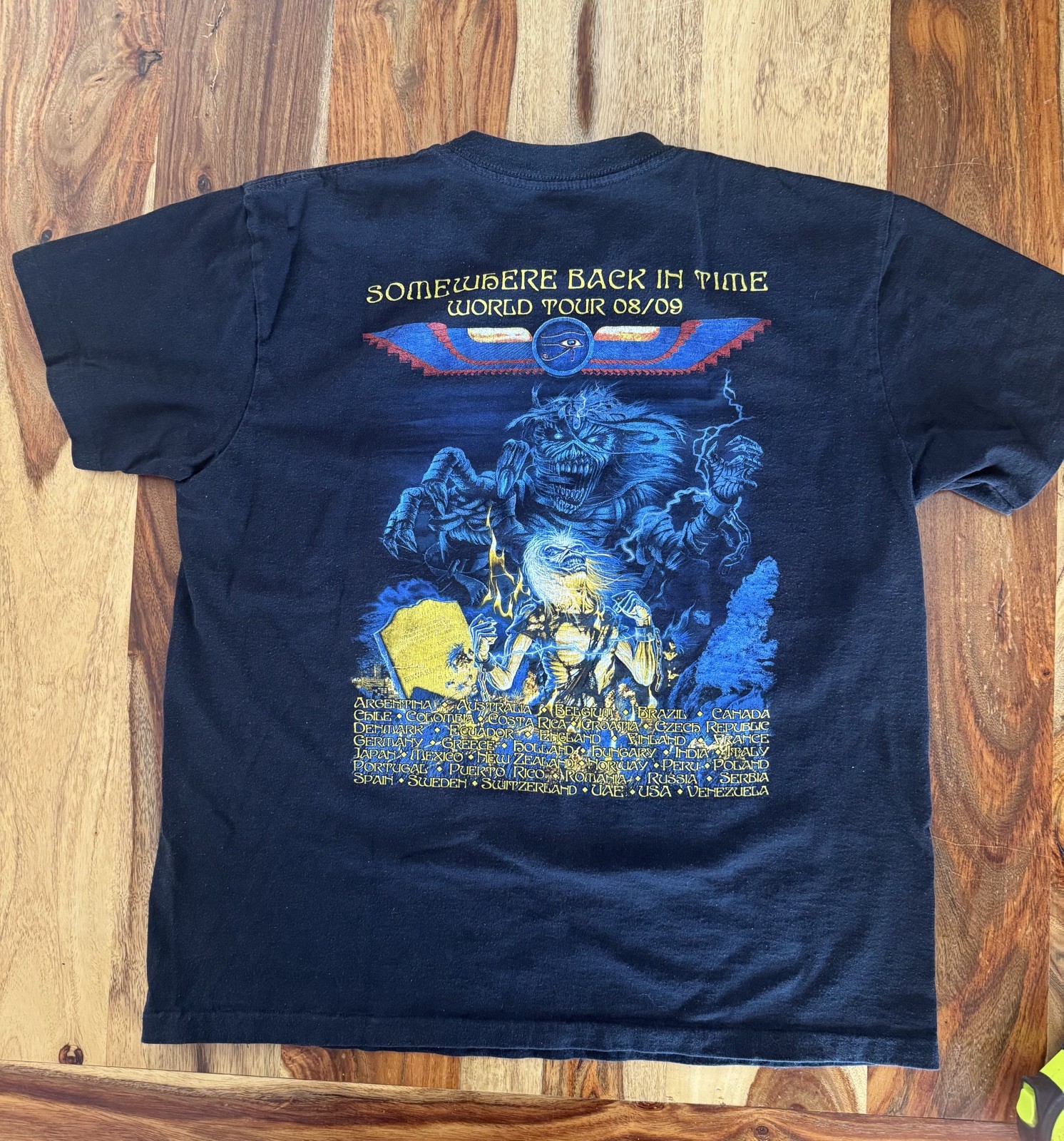 Iron Maiden Somewhere Back In Time World Tour 08/09 Black Shirt Size “P” petite￼