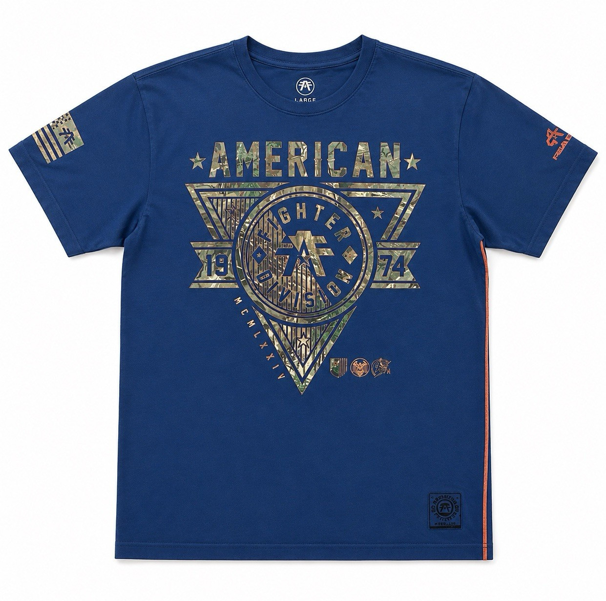 American Fighter Men’s Blue Graphic Print Crew Neck Short Sleeve T-Shirt 2XL