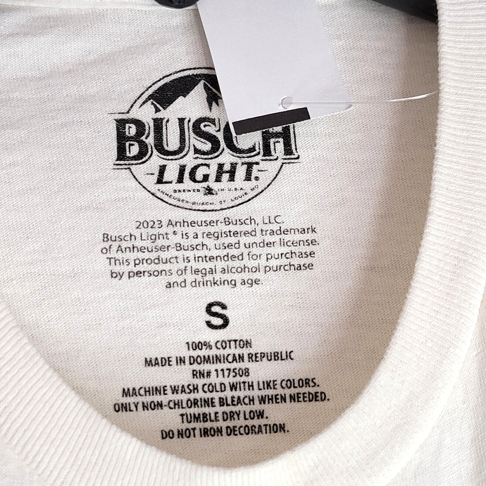 BUSCH LIGHT Beer Shirt Mens Small White Brew Fishing Bass Casual Hunting NWT