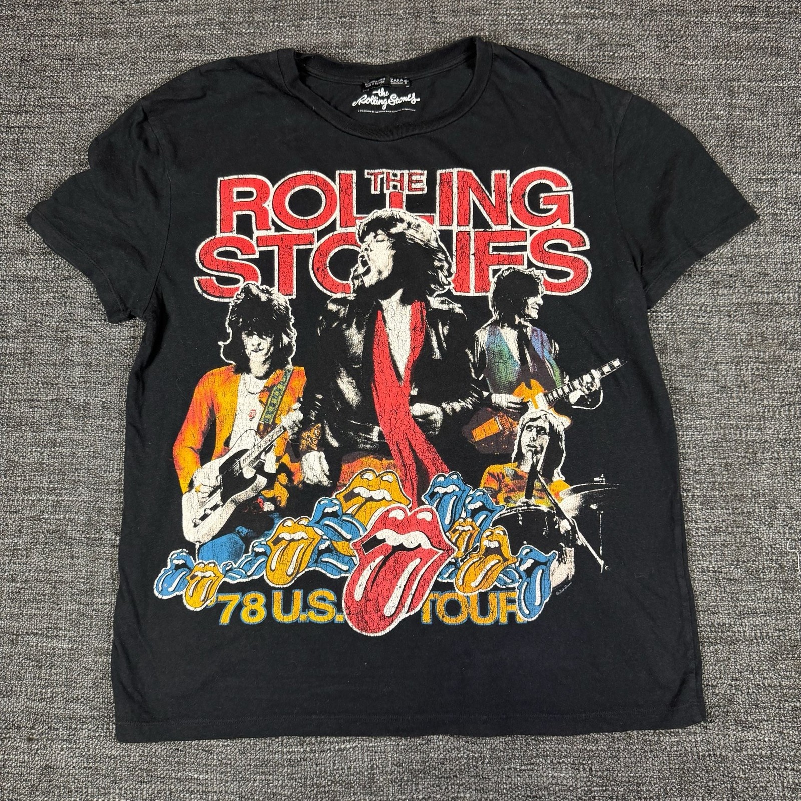 Zara The Rolling Stones 78 U.S. Tour Double Sided Graphic T-Shirt