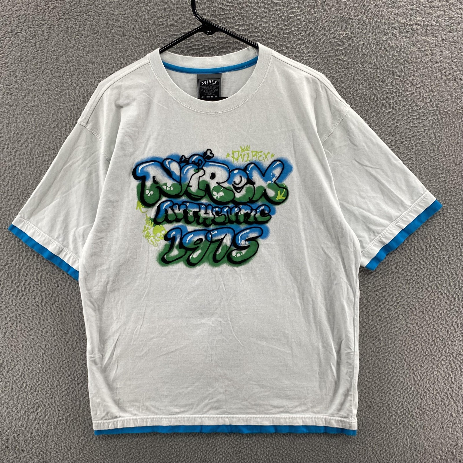 VINTAGE Avirex T Shirt Mens XL White Graffiti Graphic Streetwear Tee Y2K 00s