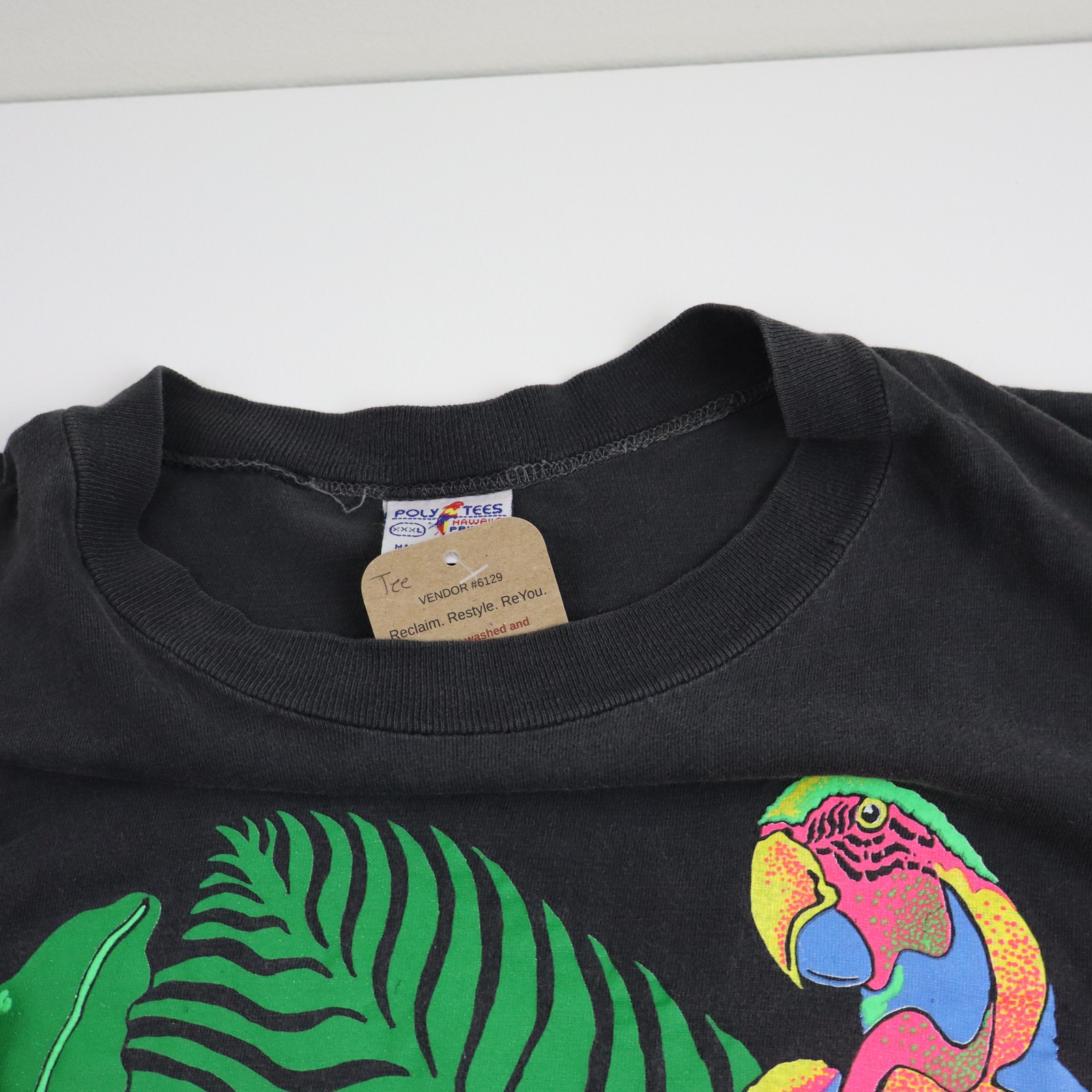 Maui Vintage 90s T Shirt Mens 3XL Black Hawaii Parrot Tropical Single Stitch Tee