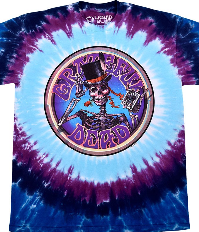 Grateful Dead Queen Of Spades Tie-Dye T-Shirt Liquid Blue
