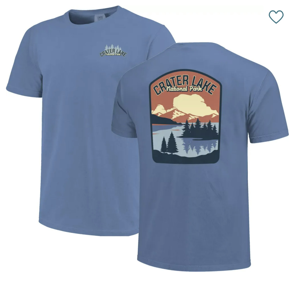 Comfort Colors Men’s Crater Lake National Park T-Shirt S Washed Denim Graphic T