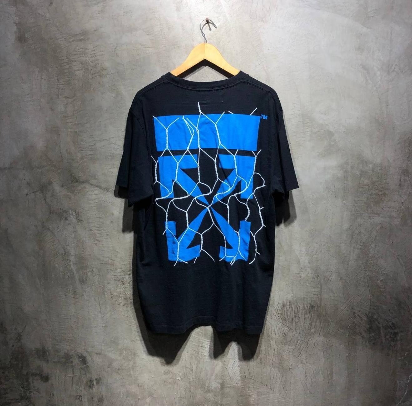 Off-White c/o Virgil Abloh Blue Lightning Arrow Graphic Tee Black Size L 2013