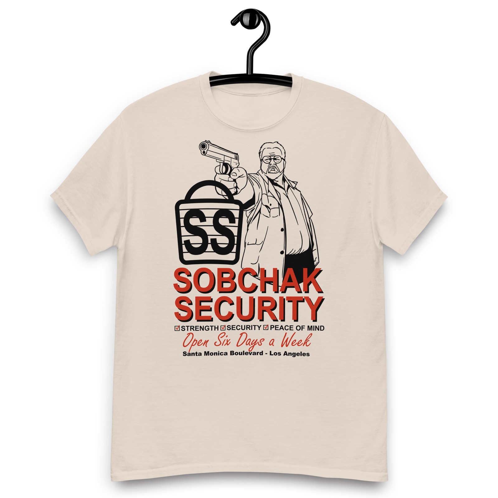 The Big Lebowski – Walter Sobchak Security – Open Six Days a Week T-shirt