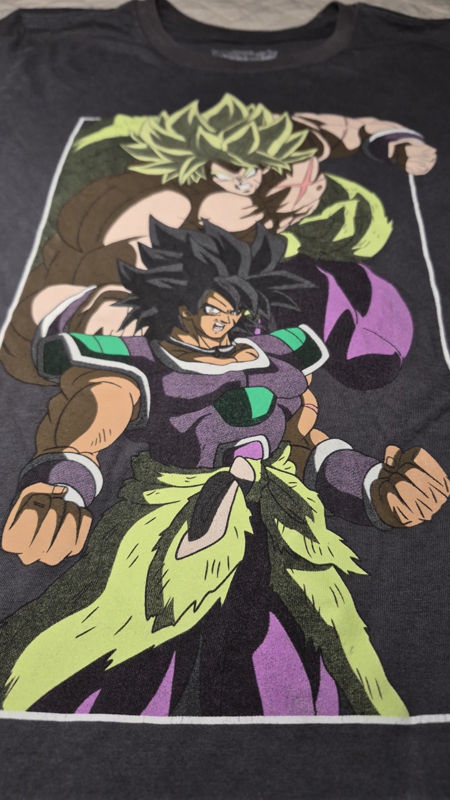 Dragon Ball Super Broly Graphic Print Crew Neck Tee Gray Mens S Cotton Regular