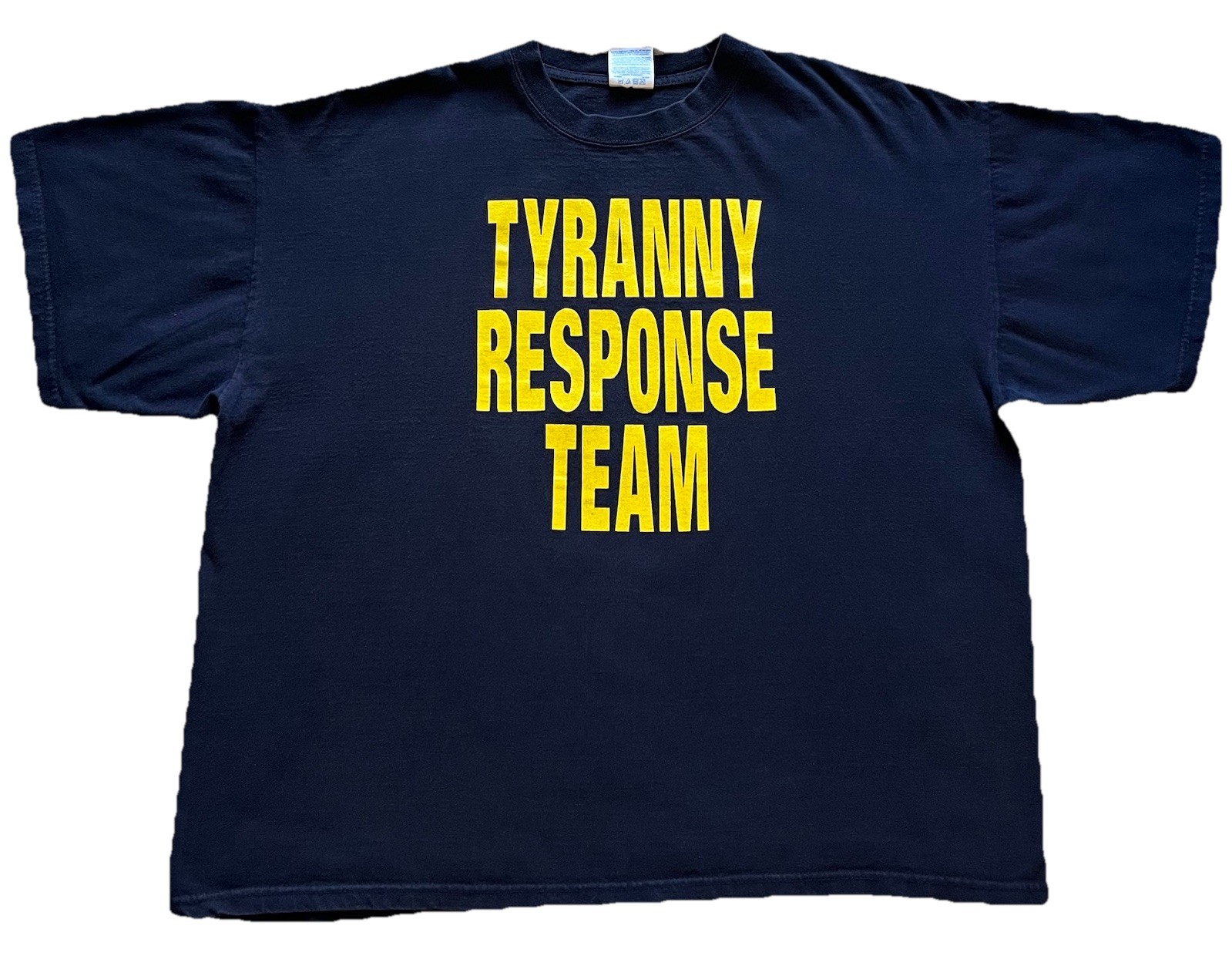 Vintage 2000s Tyranny Response Team T-Shirt Navy Size 2XL Double Sided Y2K