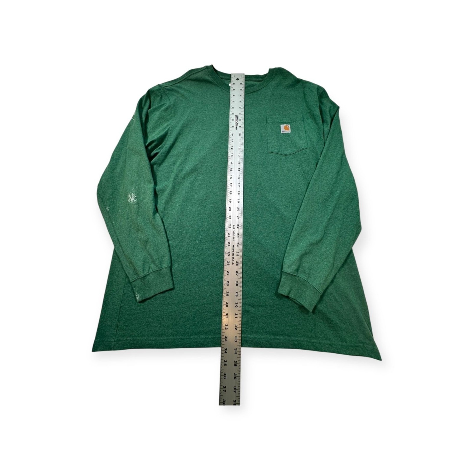 Carhartt Green Crew Neck Long Sleeve 100% Cotton All Seasons T-Shirt 2XL Tall