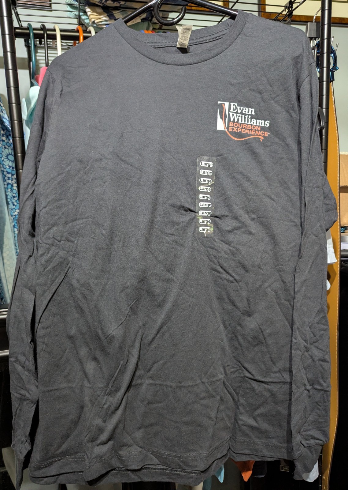 Evan Williams Bourbon Experience Gray Long Sleeve T Shirt L~ 17 Distilleries