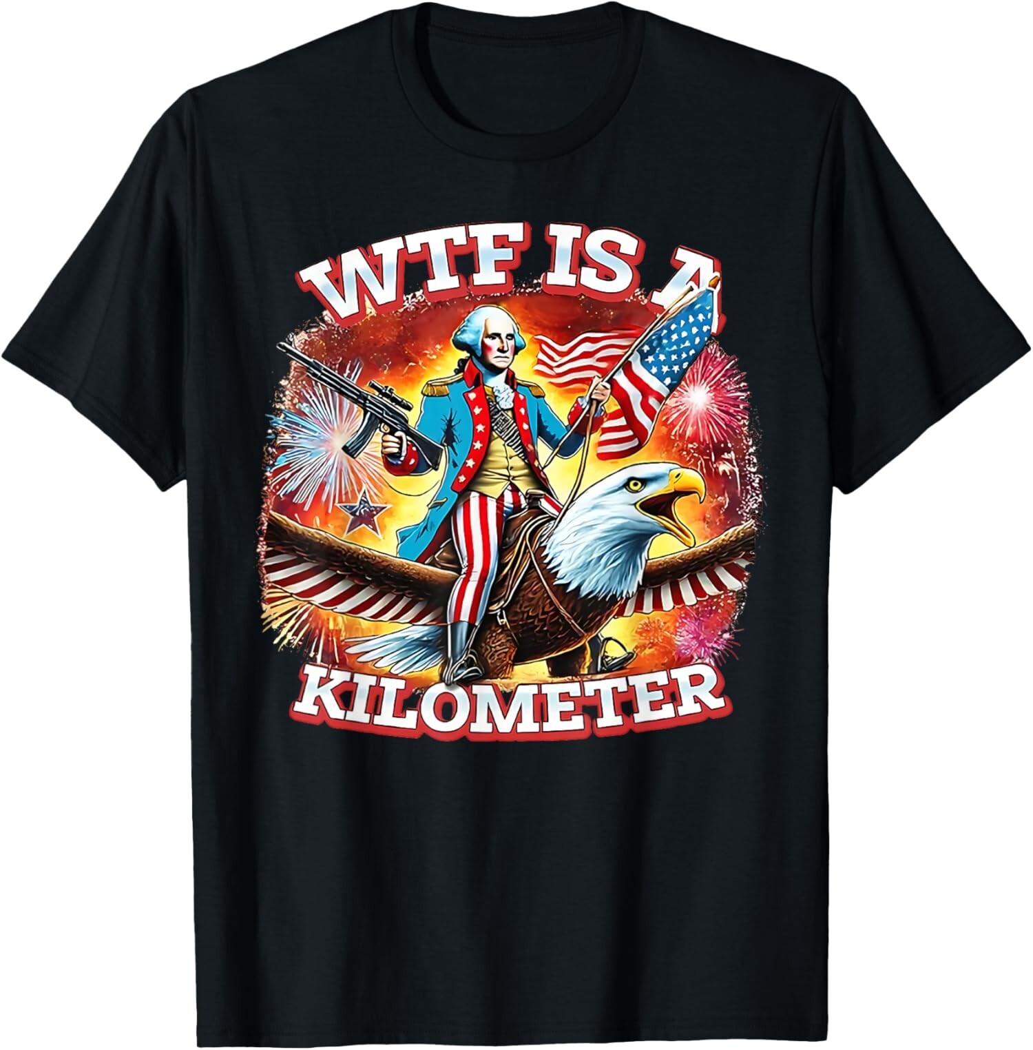 Retro WTF Is A Kilometer Funny Patriotic American Unisex T-Shirt