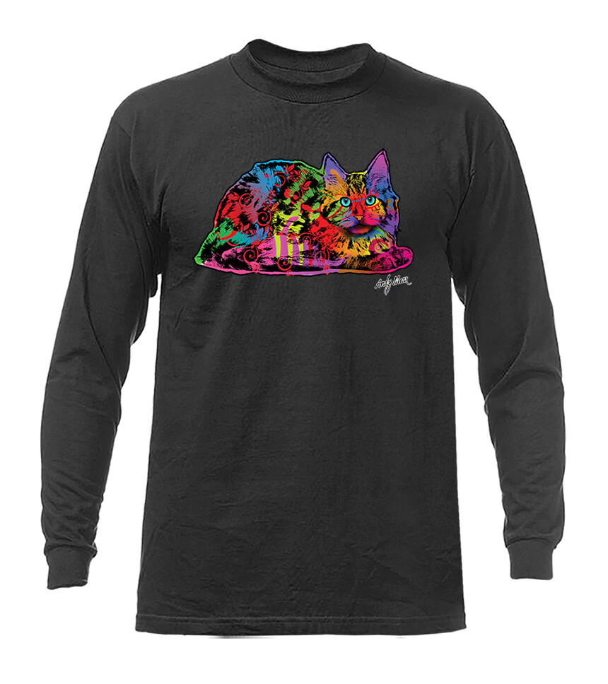 Colorful Neon Rainbow Pop Art Cats Long Sleeve T-Shirt